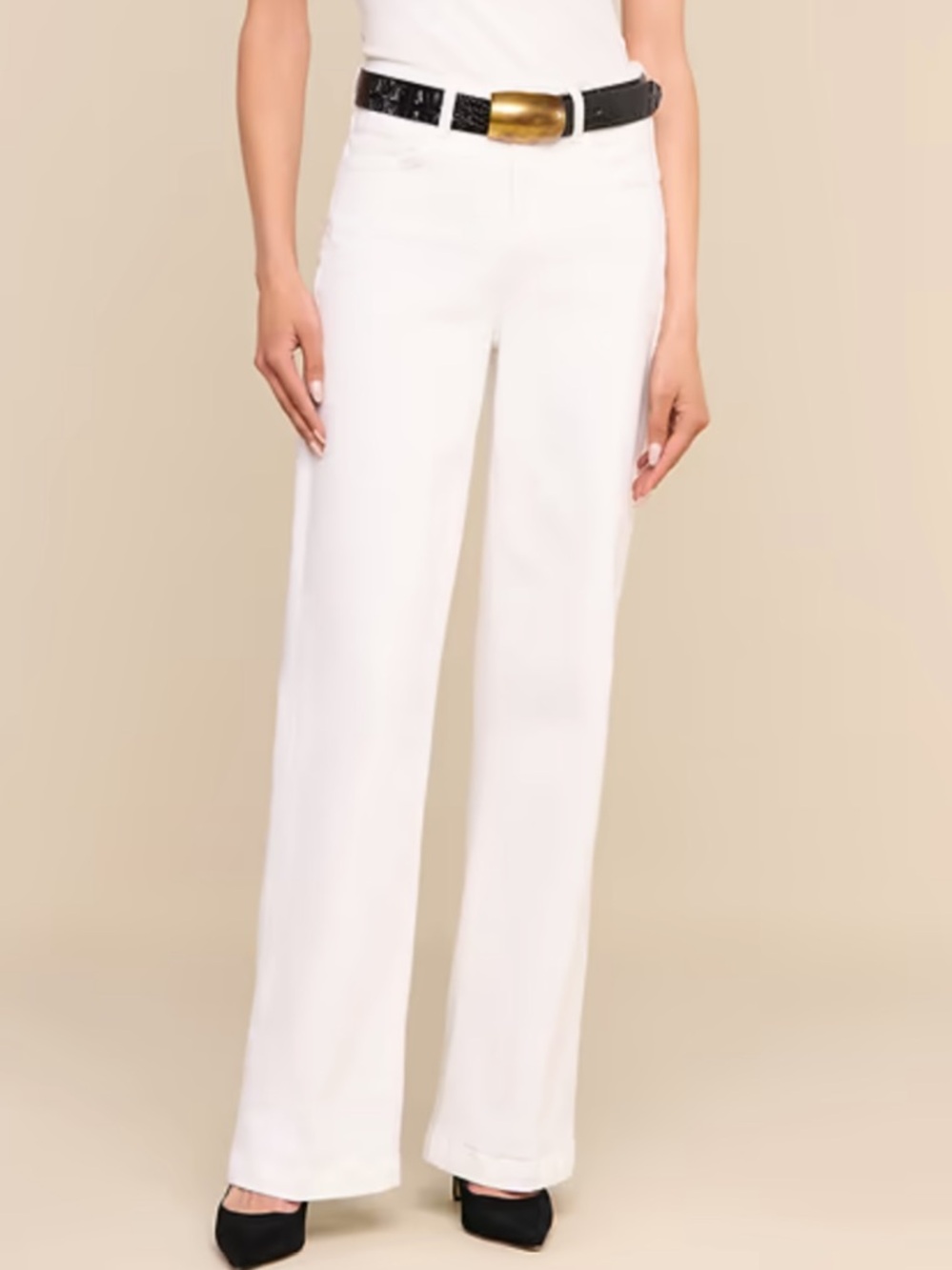 L’AGENCE Scottie Wide Leg Jeans in Blanc White